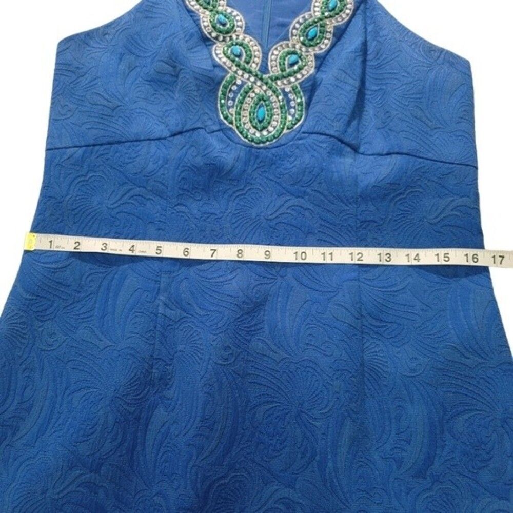 Laundry By Shelli Segal Jacquard Jewel Embellished Sheath Dress Sz 10 - Picture 9 of 11